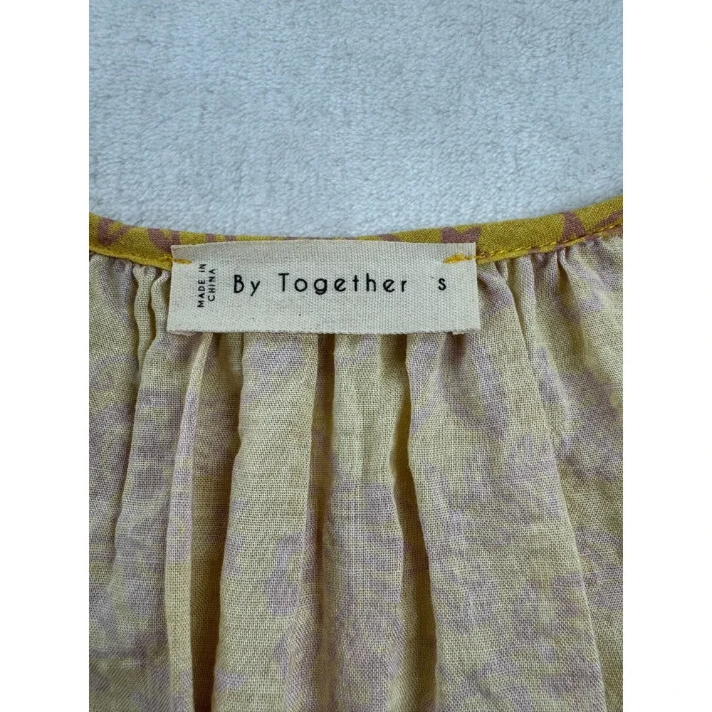 By Together Imogene Paisley Floral Blouse Top Women's Small Yellow Pink Tassels‎ - Picture 5 of 10